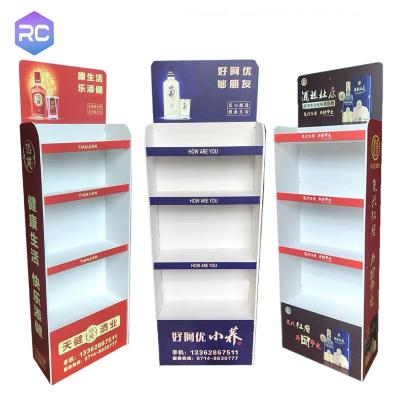 China Cardboard Display Stand Customized Cardboard Water Display Rack Corrugated Cardboard Pallet Display Rack Supermarket Paper Shelf For Food Drink for sale