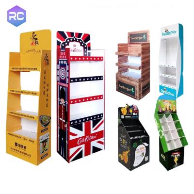 China 2023 Cardboard Display Stand Custom POP Floor Retail Store Product Display Unit Stands Corrugated Cardboard Candy Food Drinks Cardboard Display Rack for sale