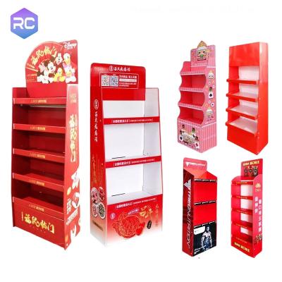 China Cardboard Display Stand Supermarket Shelves Coffee Pop Stand Shop Cardboard Retail Rack Floor Canned Beverage Promotional Canned Beverage Display Stand for sale