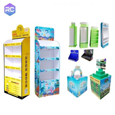 China Custom Chips Retailer Tiered Cardboard Cardboard Display Racks Potato Chips Floor Display Standing Floor Cardboard Display Stand For Snacks for sale