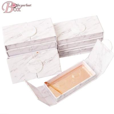 China Recycled Materials OEM White Empty Eyelashes Packaging Box Marble Design Paper Box Magnetic False Eyelashes for sale