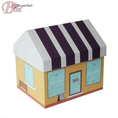 China New Design Home Shape Handmade Kraft Paper Storage Box Stationary Custom Logo Gift Paper Box for sale