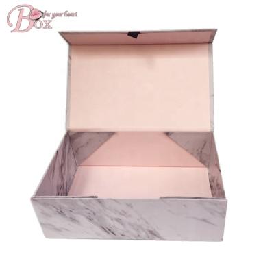 China Recycled Materials Clothes Shoes Custom Logo Corrugated Cardboard Foldable Storage Box Marble Square Packaging Gift Boxes For Clothes for sale