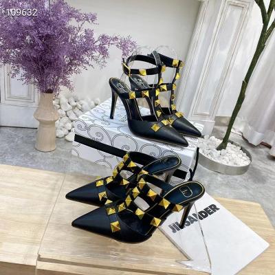 China Wholesale hot breathable women sandals shoes luxury brand summer 9.5 cm high heel top grade ladies heeled sandals for women and ladies for sale