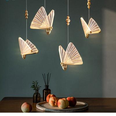 China Luxury Crystal Butterfly Chandelier Pendant Lamp Modern Nordic Modern Home Decoration Wall Led Lighting Lamp for sale