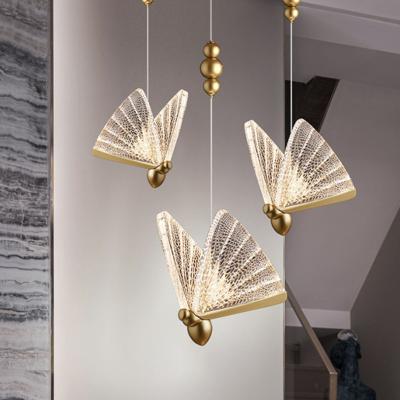 China Modern Nordic Home Modern Butterfly Crystal Pendant Chandeliers Christmas Decoration Luxury Led Ceiling Lamp Lighting for sale