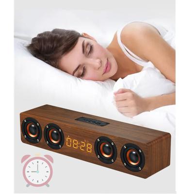 China Portable High Fidelity Audio System Bass Retro Wooden Speaker Super Eco Multifunctional Wireless Clock Sound System Family Home Theater for sale