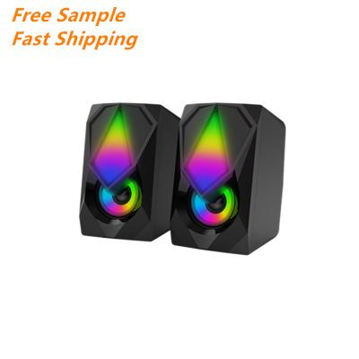 China Flashing LED light led aux part. Computer Colorful Table Flashing Light Subwoofer Surround Mini Super Bass Car Portable Home Sound Speaker for sale