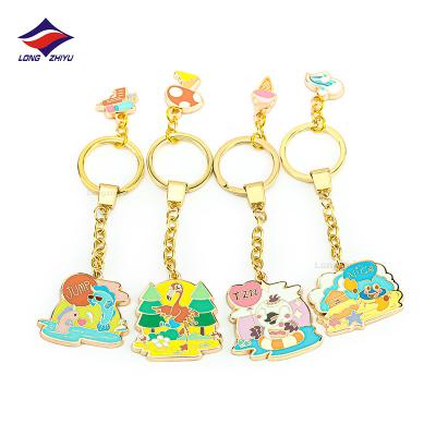 China Longzhiyu Metal Cartoon Factory Anime Custom Animal Keychains Key Chains Wholesale Keychains Rabbit Peacock Horse Cow Bear Cow Dog Cat for sale