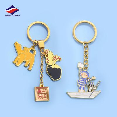 China Professional custom kawaii wholesale cute anime keychains Enamel maker logo metal Longzhiyu metal key chains for sale