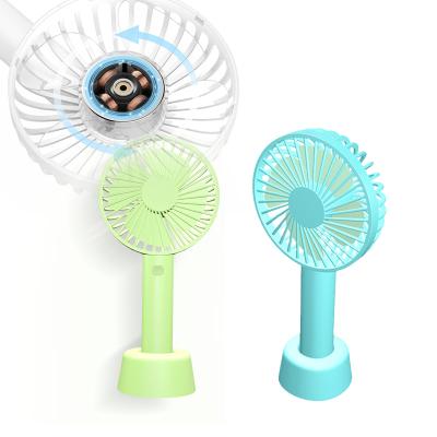 China Usb Mini Handheld Blades Rabbit Small Stand Handless/Lightweight/LED/Long Resistance 1200mAh Rechargeable Fan For Office Travel for sale