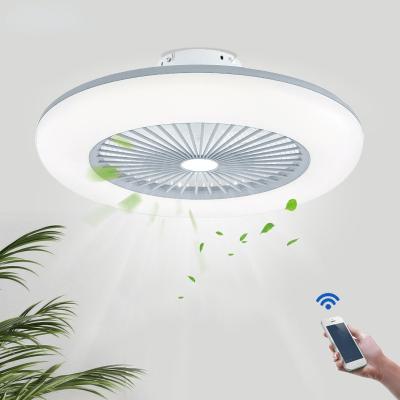 China 22 Inch Decorative Modern Indoor Lighting Remote Control Solar Led Light Ceiling Fan Smart Home App Decorative Dimmer for sale