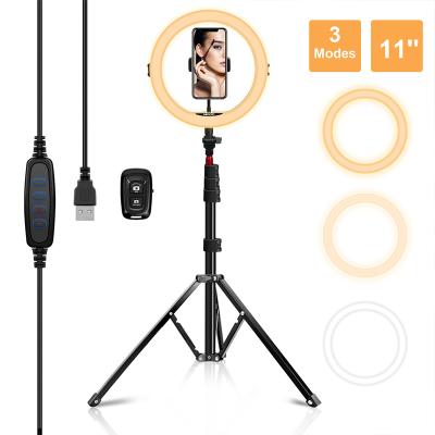 China Photography ZoeeTree 11 Inch 360 Inch Rotary Multi Rig Camera Interaction Led Selfie Ring Light With Live Stream for sale