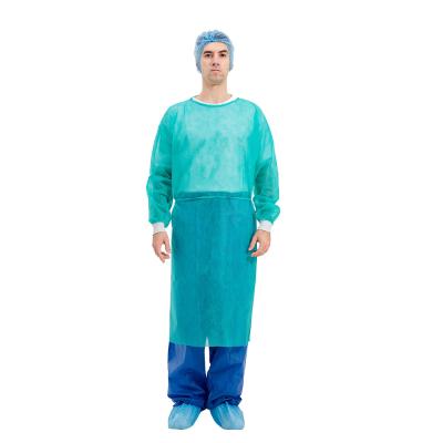 China 40gsm 45gsm Disposable Protective Isolation Gown With Cuffs 20gsm 25gsm 30gsm 35gsm for sale