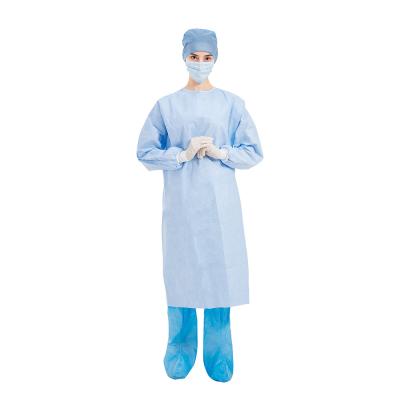 China Level 4 Spunlace Blue Disposable Surgical Gowns With Knitted Cuff Non Woven for sale