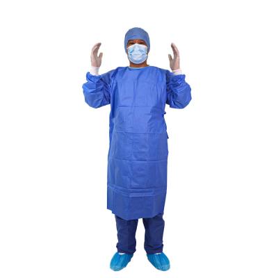 China Reinforced Non Woven Disposable Surgical Gown With Hand Towel Sterile Hospital for sale