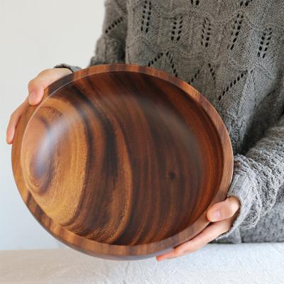 China Sustainable Customized LOGO Rustic Decorative Food Serving Kitchenware Wooden Salad Bowl for sale