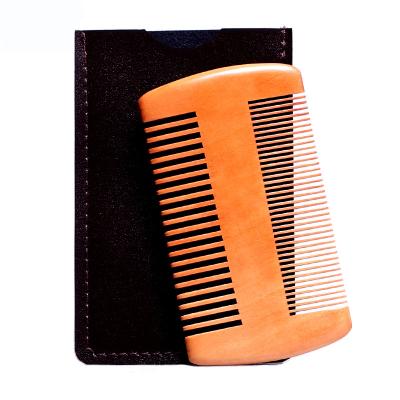 China Natural Wood Good Quality Custom Double Sided Anti Static Wooden Beard Brush Comb For Men for sale