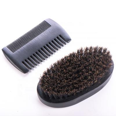 China Wood + Boar Hair Shaving Brush Natural Boar Hair Brush Comb Beard Grooming Kit For Men Beard And Mustache for sale