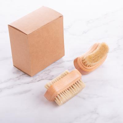 China Eco Friendly NAIL Private Label 2-Sided Exfoliating Single Pack Beech Bamboo Nail Brush for sale