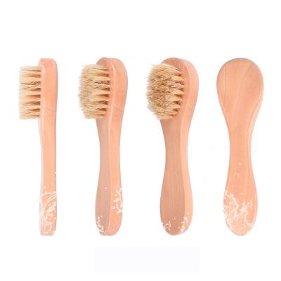 China For Deep Cleansing Face Wash Home Use Wooden Handle Long Scrub Facial Cleansing Brush To Exfoliate for sale