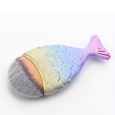 China Base Brush Status 1pc Fish Style Makeup Brush Running Mermaid Form Color Plated Beauty Base Make Up Cosmetic Brush for sale