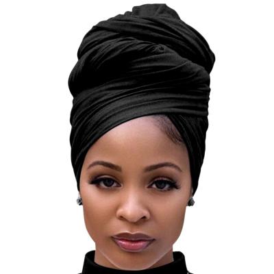 China Beauty Girls 15 Multi-colors Solid Color Head Scarf For Women Long Stretch Breathable Lightweight Summer Hair Wrap Tank Top Turban for sale