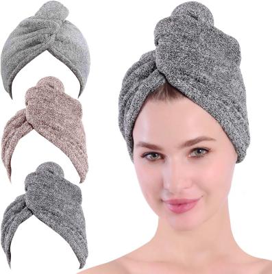 China QUICK DRY Microfiber Hair Towel Wrap, Bamboo Hair Towel Turban With Button, Quick Dry Hair Towels For Women Anti Frizz Sip for sale