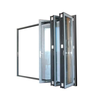 China Factory Made Aluminum Folding Doors China Magnetic Screen Window Bi-Fold Folding Window Doors for sale