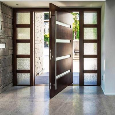 China CBMmart Heat Insulated Front Pivot Exterior Mahogany Entry Door With Marker Lights Open House Door Solid Wood Entry Door for sale