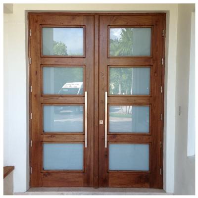 China Sound Insulation Modern Home Solid Wood Double Exterior French Design Swing Front Doors for sale