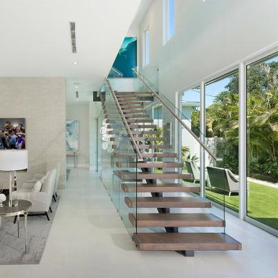 China Modern Building Material Modern House Custom Mono Beam Tempered Glass Fencing Stairs for sale