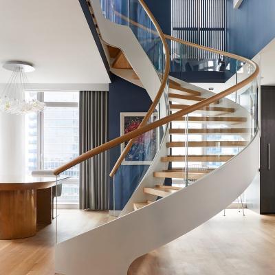 China 2022 Modern Custom Design Wooden Staircase Stainless Steel Stairs Spiral Staircase For Sale for sale