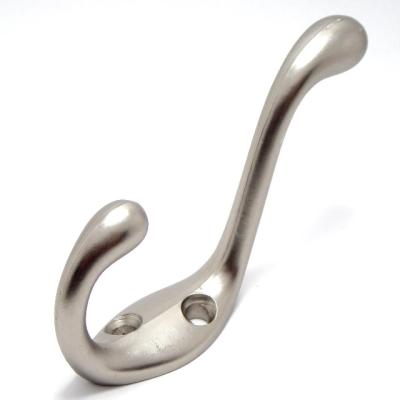 China Hanging Clothes Satin Nickel Zinc Alloy Hat And Coat Double Hook for sale