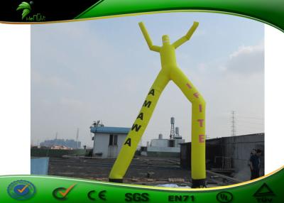 China Bailarín doble amarillo del aire del paño de Oxford, hombre inflable del viento del bailarín del cielo de 2 piernas en venta