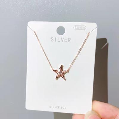 China Creative Fashion 925 Sterling Silver Pendant Necklace Beautiful Diamond Studded Star Jewelry 925 Sterling Silver Necklace for sale