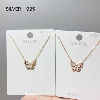 China Jewelry 925 Sterling Silver Necklace Beautiful Diamond Inlaid Fritillaria Butterfly Sterling Silver Pendant Necklace Fashion 925 Creative for sale