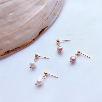 China Other Fashion Jewelry Creative Simple Natural Freshwater Pearl Earrings 14K Gold Plated Ring Earrings for sale