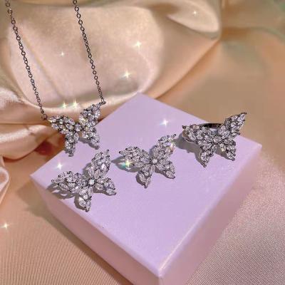 China Fashion Butterfly Jewelry Set Simple Ring High Quality Earring Jewelry Luxury Jewelry Set for sale