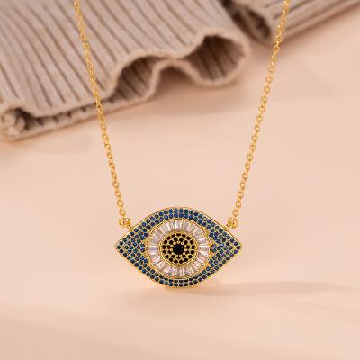 China Fashion Custom Gold Plated Micro Inlaid Necklace Copper Zircon Necklace Magic Eye Jewelry High Quality Necklace for sale