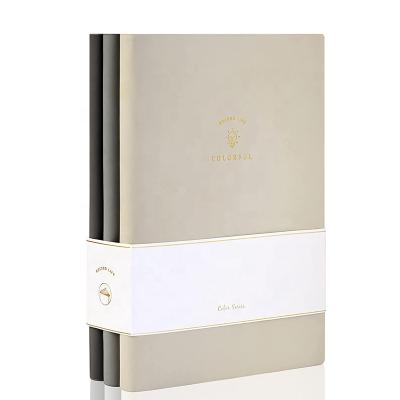 China Custom Printing Softcover A5 A6 Dotted Lined PU Thickness Girl Leather Softcover Planner Stationary Notebook Journal With Gold Foil Logo for sale