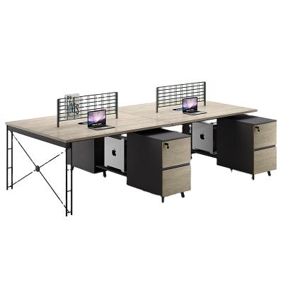 China Modern Office Furniture Dual Workstations Staff Desk 4 Seater Linear Workstation for sale