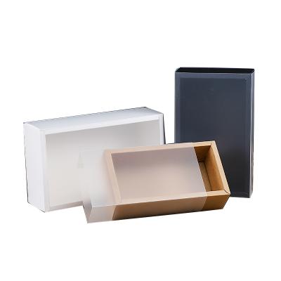 China Wholesale Recycled Materials Supplier Craft Custom Packaging Box Handmade Products Frosted Slide Lid Clear Drawer Frosted Boxes for sale