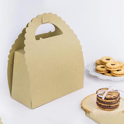 China Recycled Materials Corrugated Cardboard Packaging Box Gift With Handle Custom Kraft Paper Cake Mooncake Cookie Box With Handle for sale