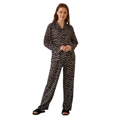 China Classic QUICK DRY two piece set printed soft long sleeve shirt and panties pajamas sleepwear for women for sale