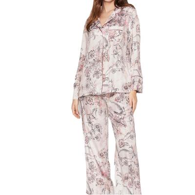 China QUICK DRY Contrast Piping Homewear Chemise and Pajama Pants Digital Printed Satin Pajamas Sleepwear Luxury Two Piece Sets for sale