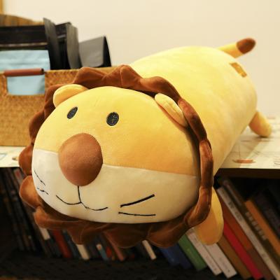 China Canada wholesale cute stuffed toy spandex plush toys big lion pillow cartoon soft stuffed yellow plushie for sale