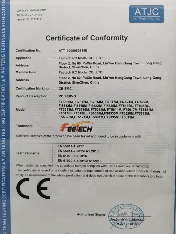 CE - Shenzhen FEITE Model Co., Ltd.