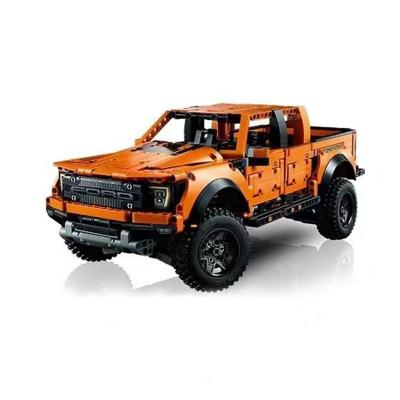 China DIY TOY Orange Ford-Ra Ptor F-150 Collecting Car 1379pcs Blocks Compatible with Technic Legoing RC Racing Car Super Building Block Toys for sale