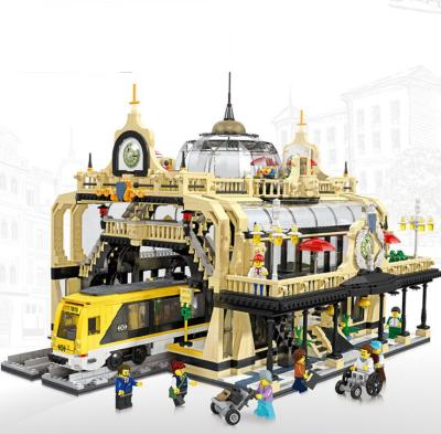 China Building Toy Jiestar 89104 MOC Streetview Building Block European Railway Train Station Studgate DIY Plastic Brick Set for sale